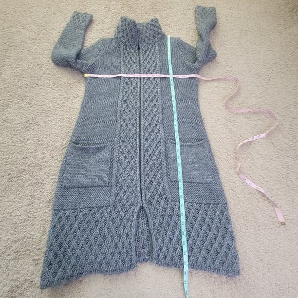 Elsamanda C Cable Knit Wool Alpaca Blend Full Zip Cardigan Sweater Gray - Picture 4 of 12